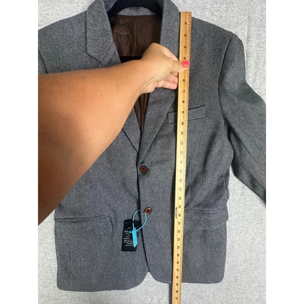 Unbranded Blazer Elbow Patches Mens 40R Small Grey Two Button‎ Sport Coat